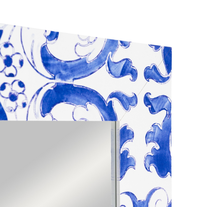 Oglindă înaltă din lemn albastru cu model azulejo [4]