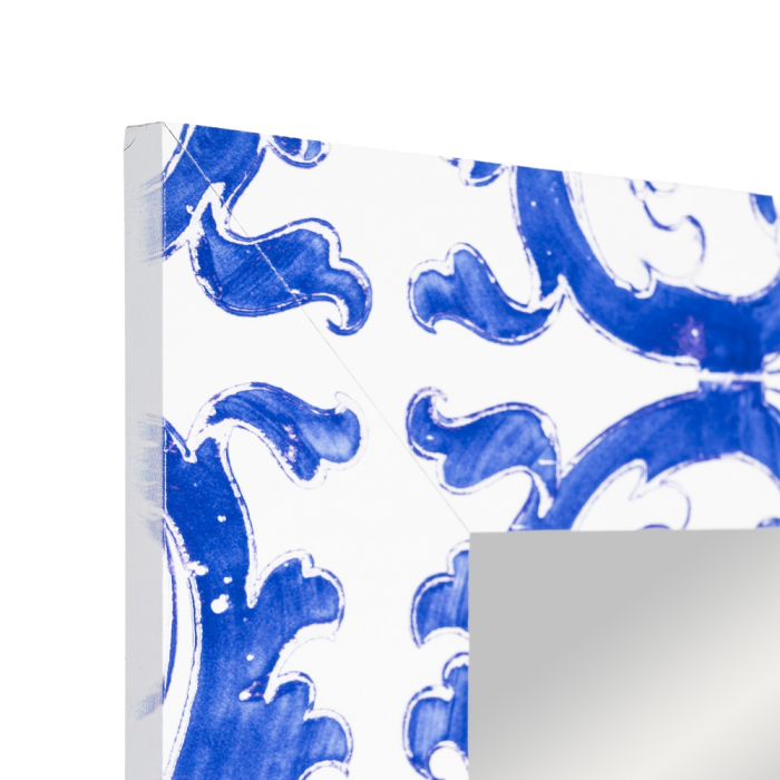 Oglindă înaltă din lemn albastru cu model azulejo [3]