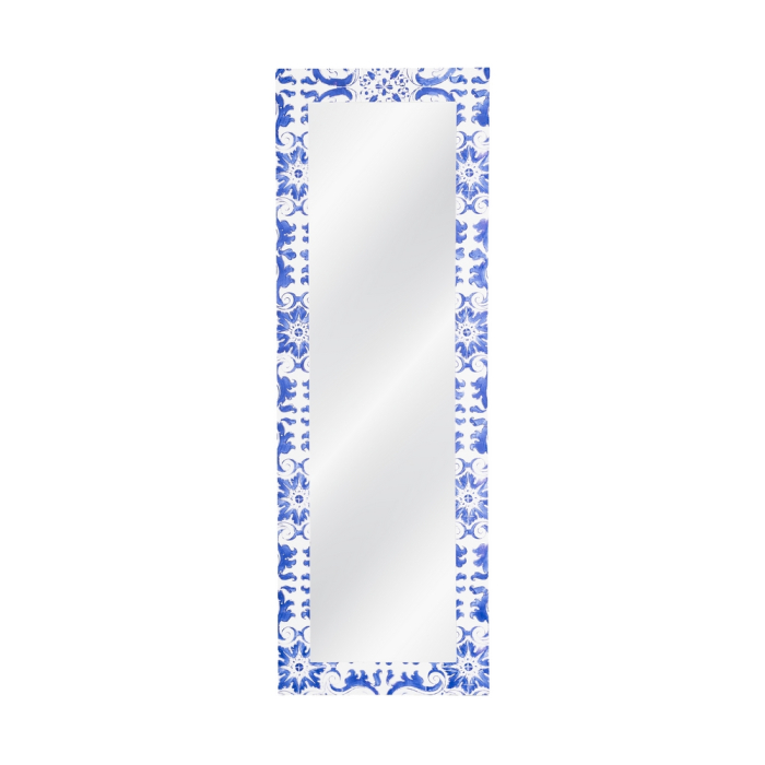 Oglindă înaltă din lemn albastru cu model azulejo [5]