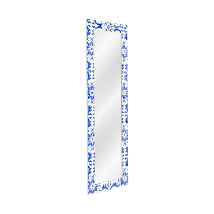 Oglindă înaltă din lemn albastru cu model azulejo [2]