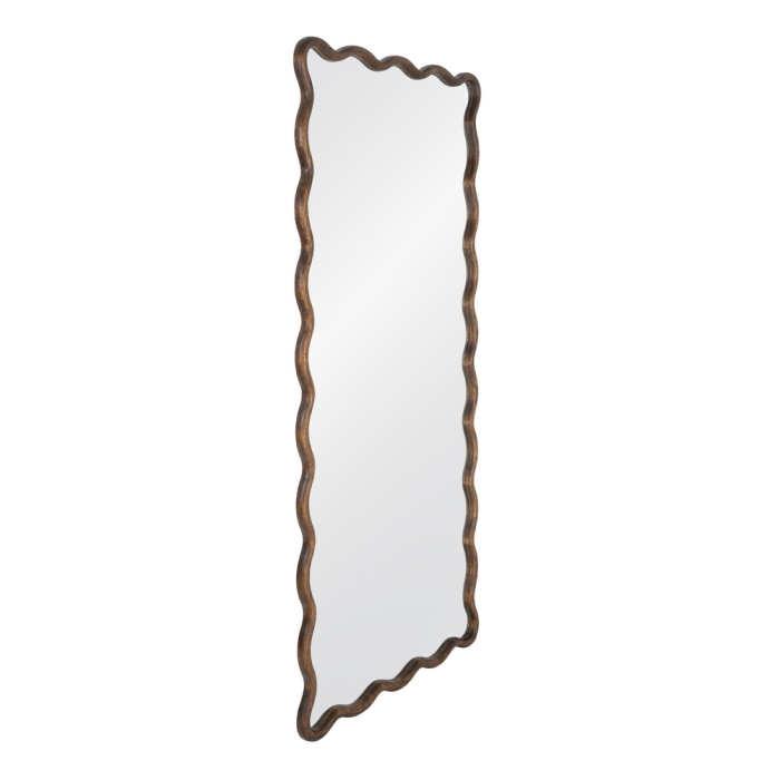 Oglindă înaltă din lemn de paulownia maro cu finisaj patinat [3]