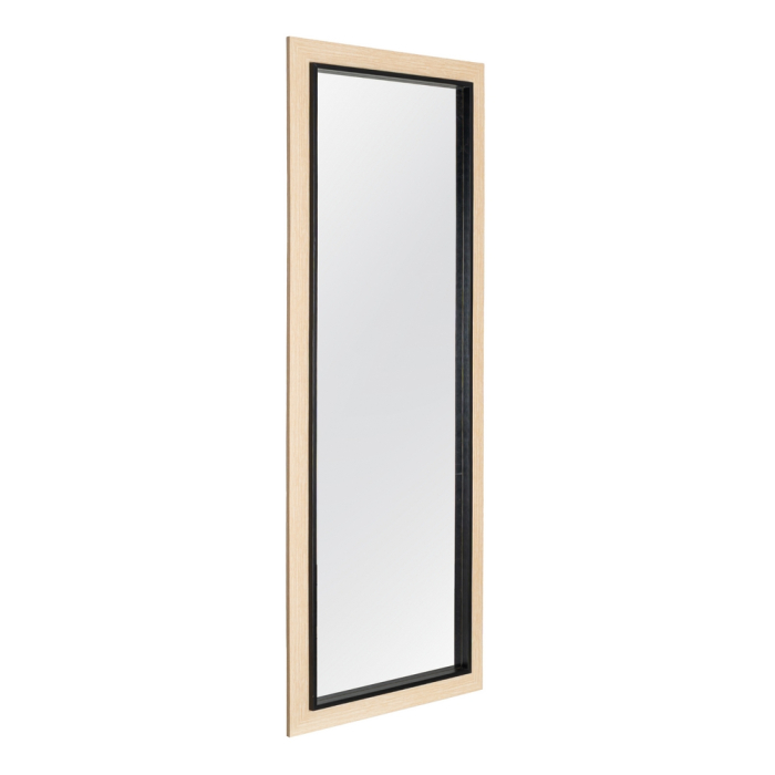 Oglindă înaltă din lemn natural cu contur interior negru [3]