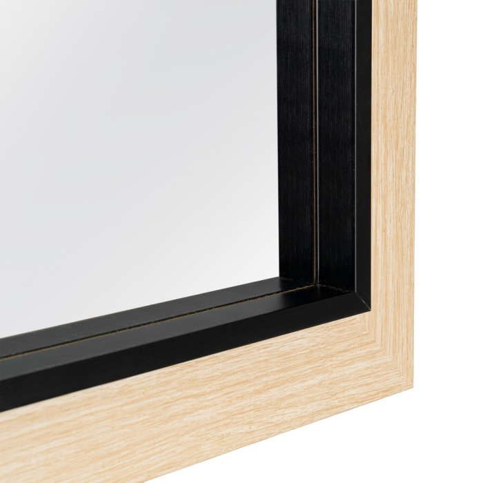 Oglindă înaltă din lemn natural cu contur interior negru [6]