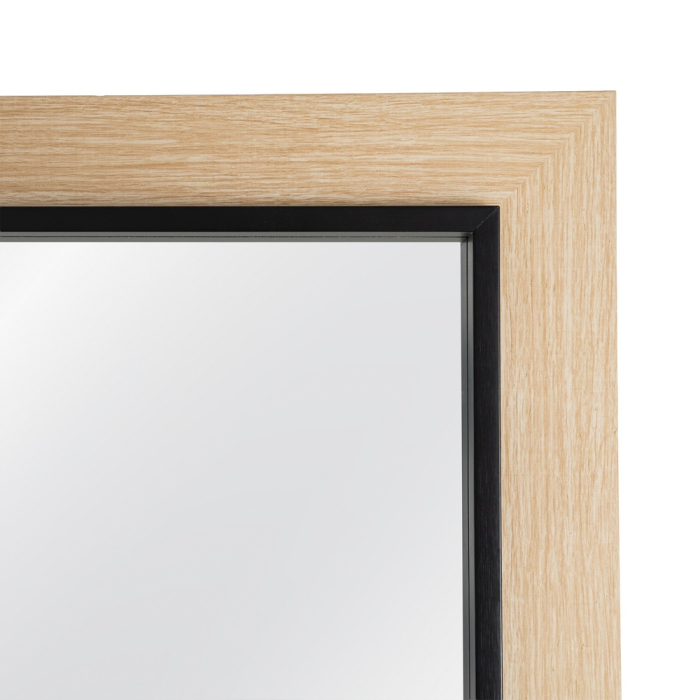 Oglindă înaltă din lemn natural cu contur interior negru [5]