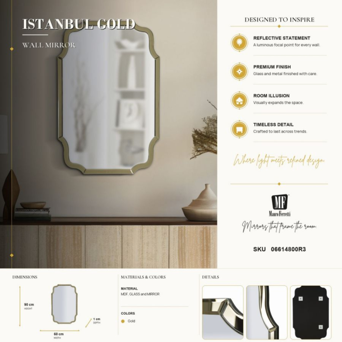 oglinda aurie glam CreativDeco pentru living si dormitor [9]