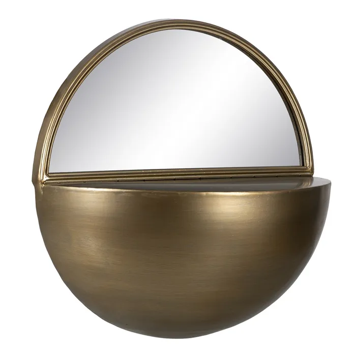 oglinda metalica auriu cu raft pentru decor sofisticat | CreativDeco [1]