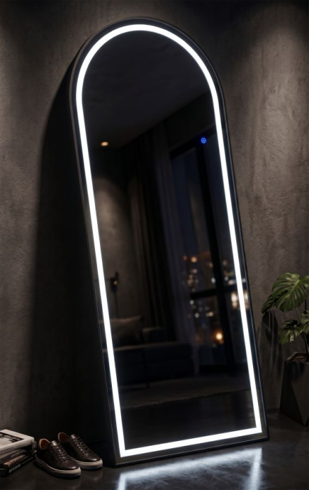 Oglindă neagră arcuită cu iluminare LED [3]