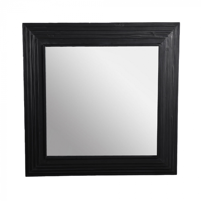 oglindă decorativă rotundă neagră din lemn 85x85 cm [1]