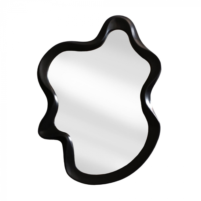 oglindă decorativă din lemn negru cu design fluid 60x73 cm [1]