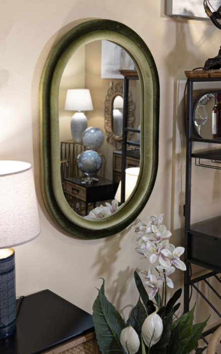 Oglinda ovala verde catifea CreativDeco [5]