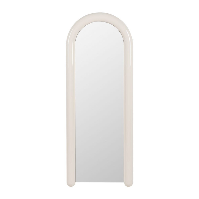 Oglindă pentru dressing crem lăcuită din MDF cu ramă arcuită – vedere frontală, ramă crem lucioasă arcuită. [2]