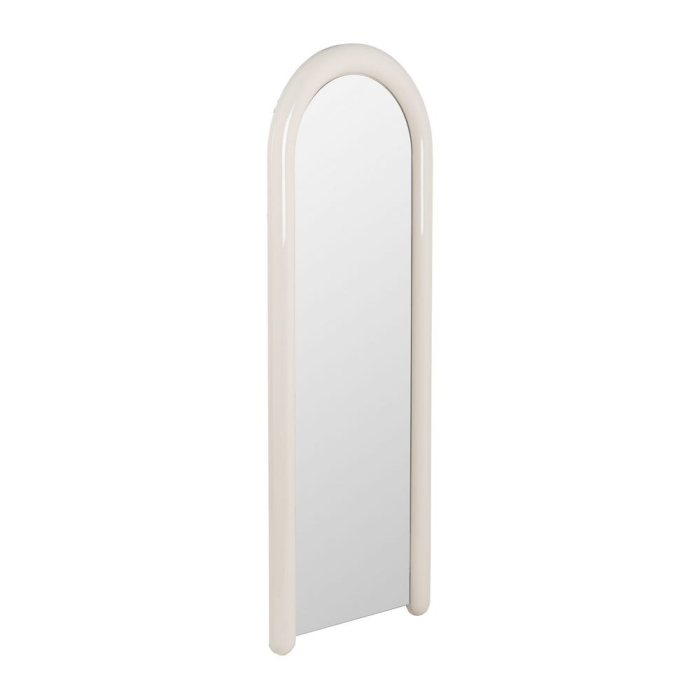 Oglindă pentru dressing crem lăcuită din MDF cu ramă arcuită – vedere frontală, ramă crem lucioasă arcuită. [3]