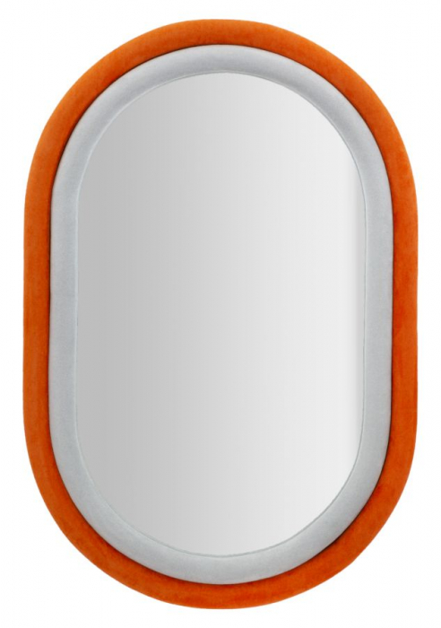 Oglinda perete Antony, catifea/MDF, portocaliu/gri [1]