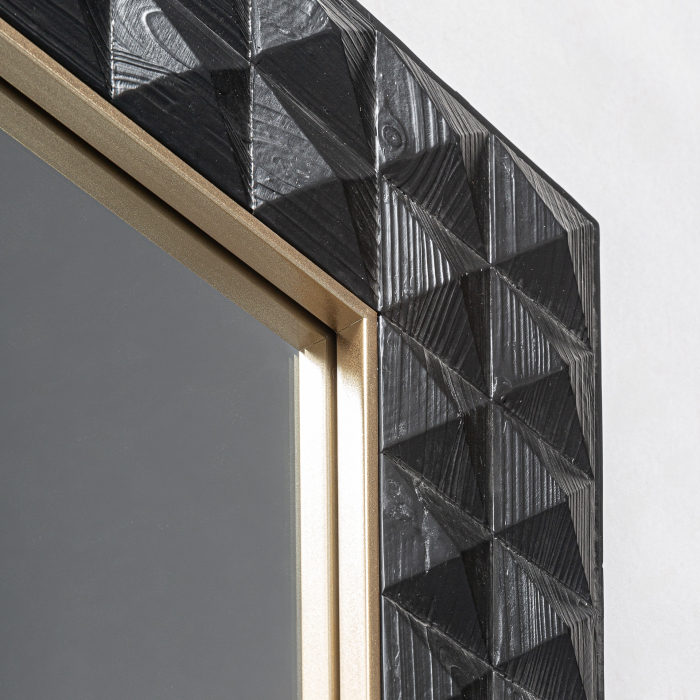 Oglinda perete Art Deco cu rama frasin negru si detaliu din metal auriu Morzine 200x7,5x111 cm [4]