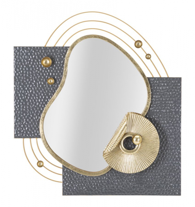 Oglinda Perete Art, Metal Gri-Auriu - CreativDeco.ro [1]