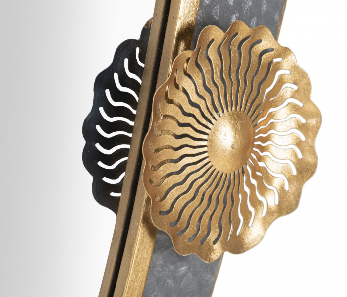 Oglinda perete Art, metal, auriu/gri [6]