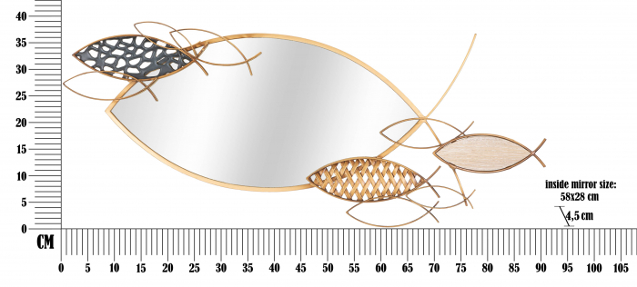 Oglinda perete Fish, metal auriu [5]