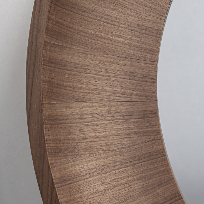 Oglinda perete rotund din nuc maro deschis cu rama acanalata si volum Zermatt 110x11x110 cm [4]