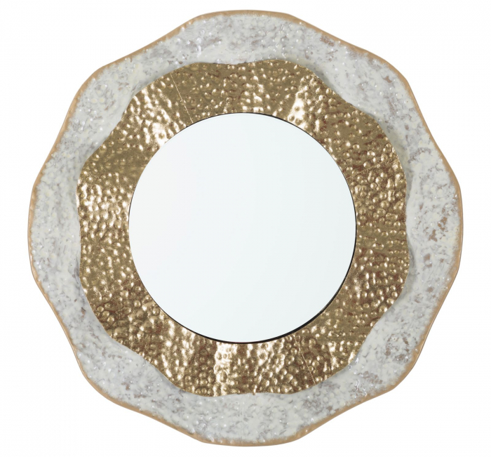 Oglinda perete Shai Light, metal, auriu alb - CreativDeco.ro [1]