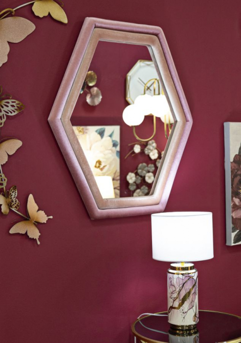 Oglinda perete Tony, catifea roz - creativdeco.ro [2]