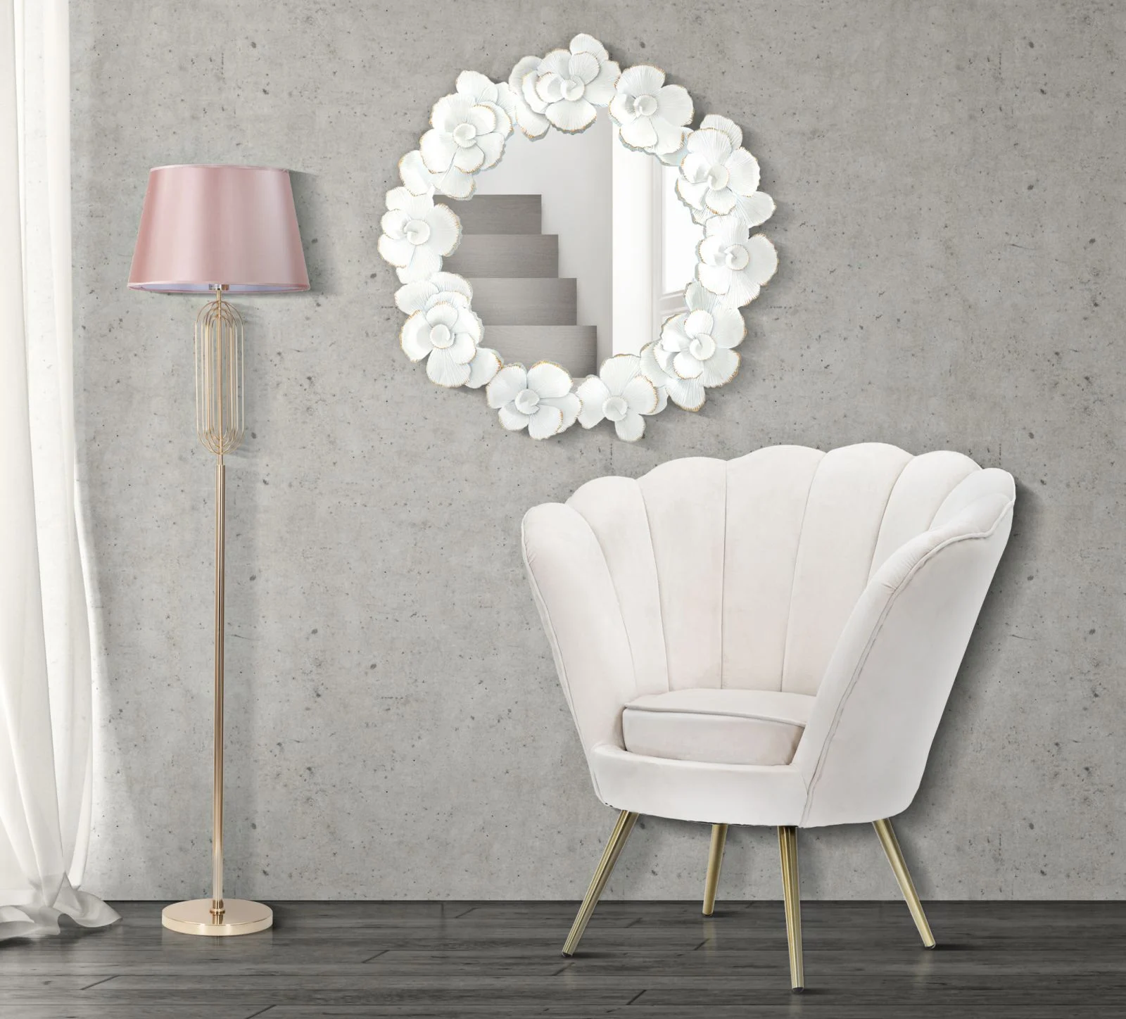 Oglinda perete White Flower, metal alb - CreativDeco.ro [2]