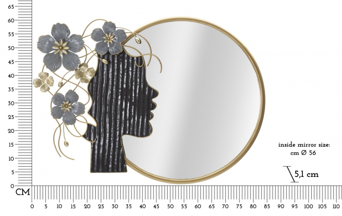 Oglinda perete Woman, metal, auriu/negru [6]