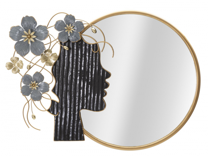 Oglinda perete Woman, metal, auriu/negru [1]