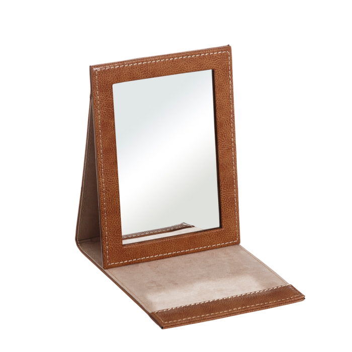 Oglindă portabilă din piele ecologică cu picior pliabil 16x22 cm [2]
