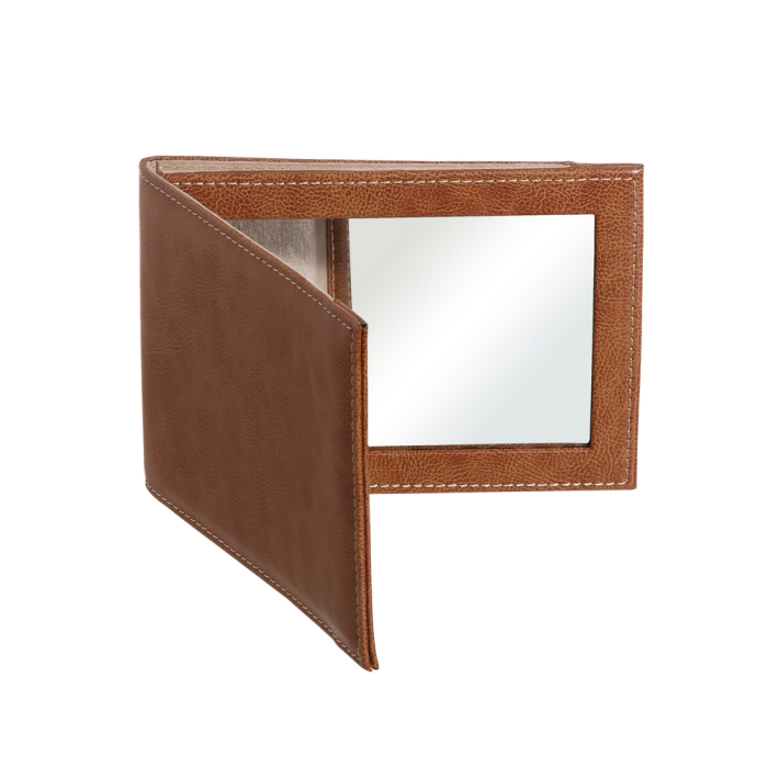 Oglindă portabilă din piele ecologică cu picior pliabil 16x22 cm [3]