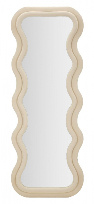 Oglinda eleganta cu rama catifea crem CreativDeco [1]