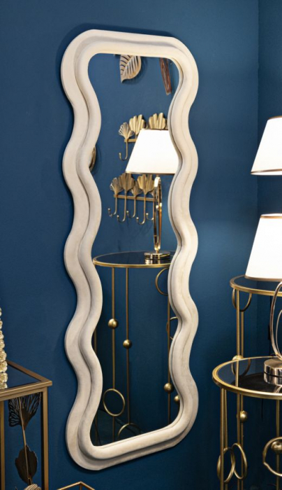 Oglinda eleganta cu rama catifea crem CreativDeco [2]