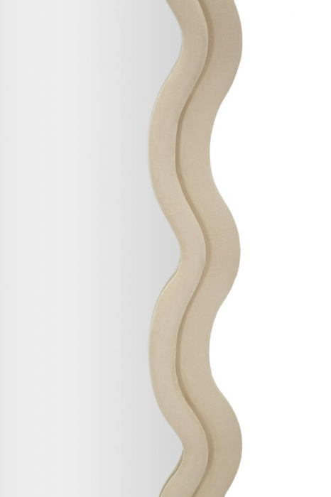 Oglinda eleganta cu rama catifea crem CreativDeco [4]