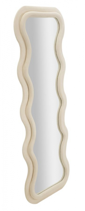 Oglinda eleganta cu rama catifea crem CreativDeco [3]
