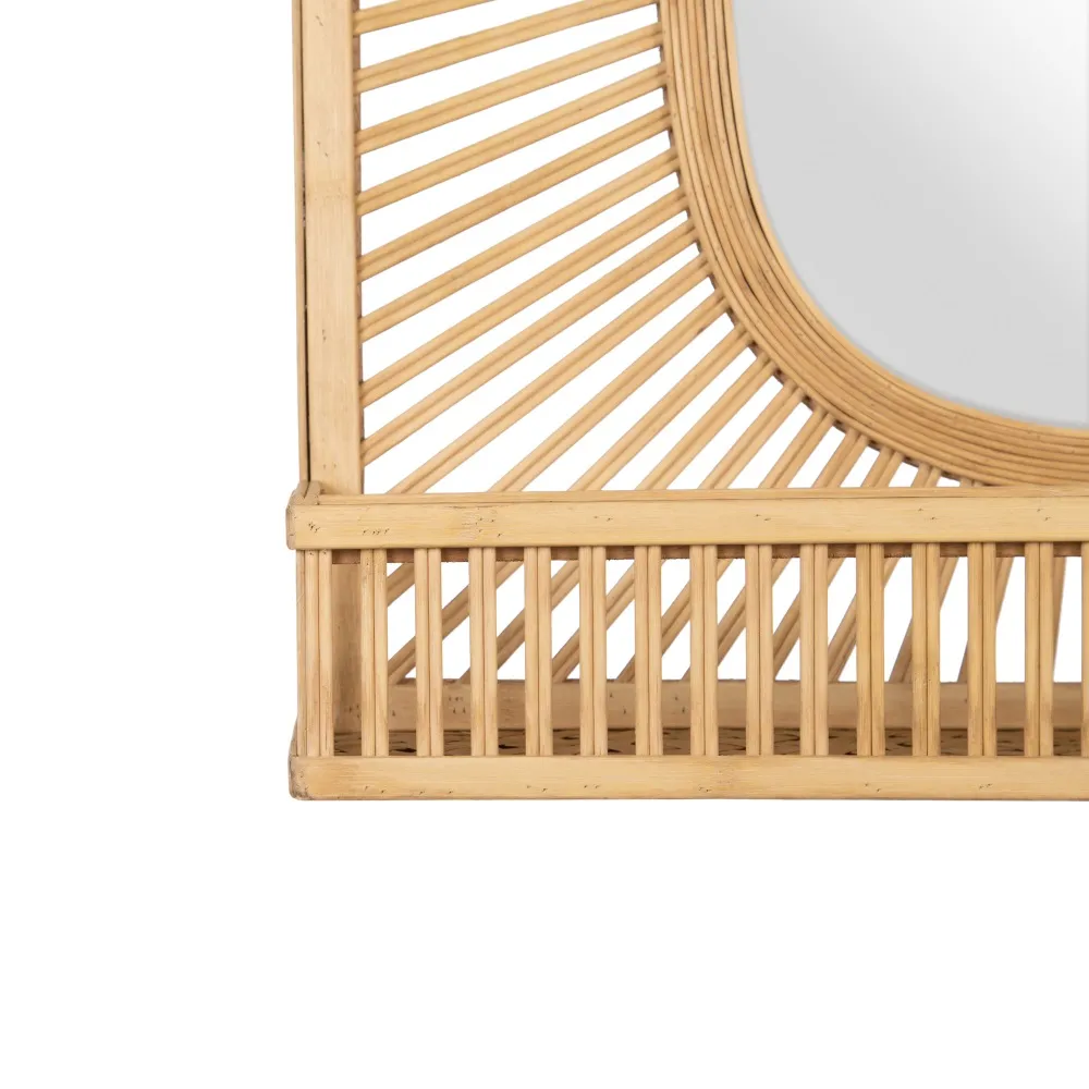 Oglinda Ratan Natural cu Raft din Bambus - creativdeco.ro [3]