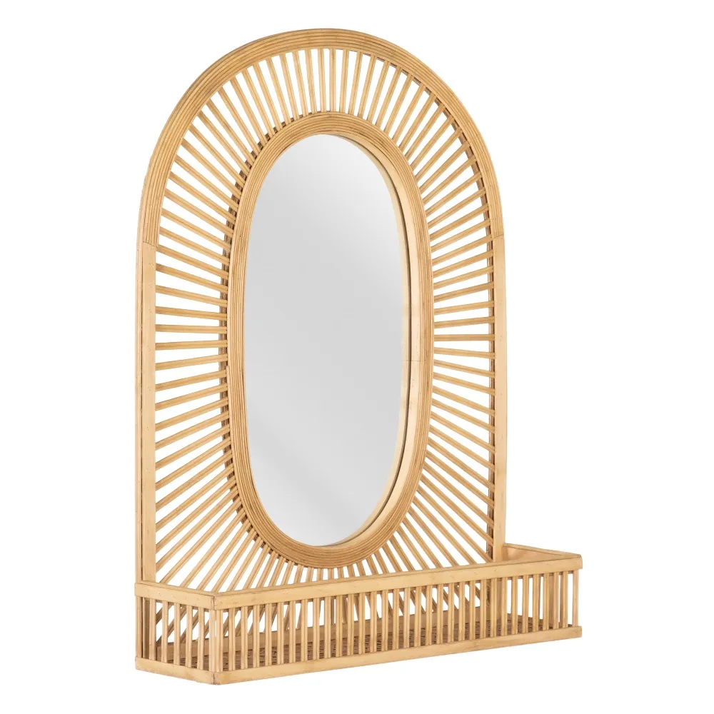 Oglinda Ratan Natural cu Raft din Bambus - creativdeco.ro [2]