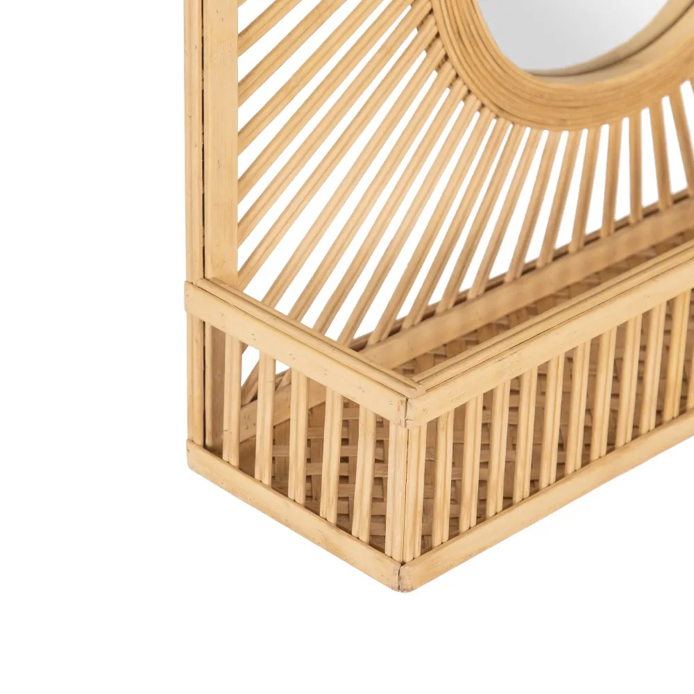 Oglinda Ratan Natural cu Raft din Bambus - creativdeco.ro [4]