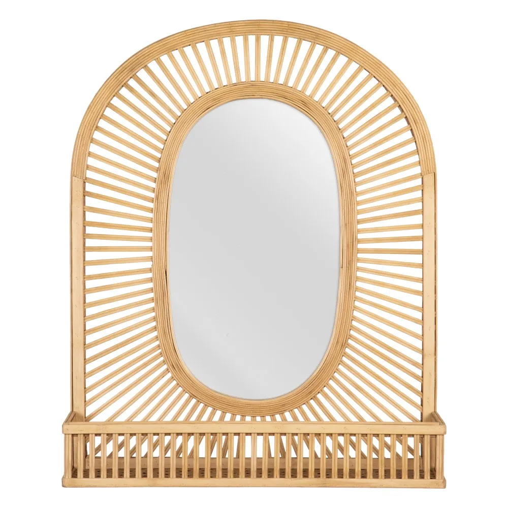 Oglinda Ratan Natural cu Raft din Bambus - creativdeco.ro [1]
