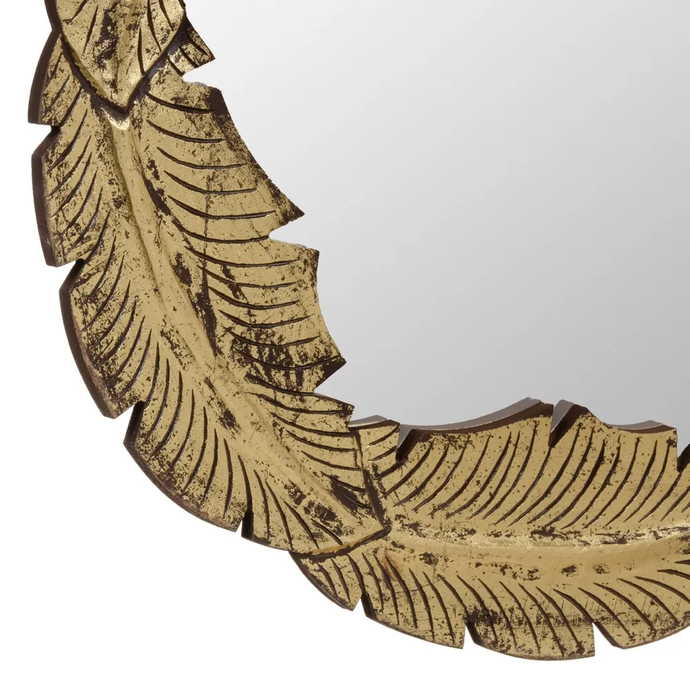 Oglinda Rotunda Aurie Leaves, MDF - CreativDeco.ro [6]