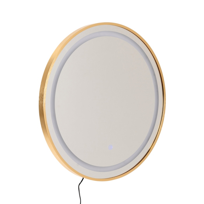 Oglindă rotundă cu LED din aluminiu auriu [3]