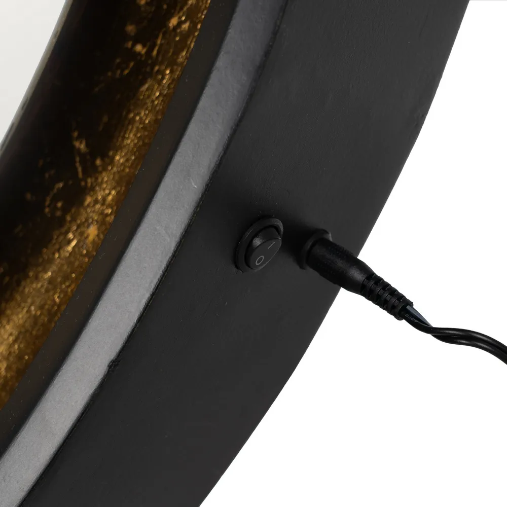 Oglinda Rotunda cu Lumina Bella, MDF Negru Auriu - CreativDeco.ro [7]