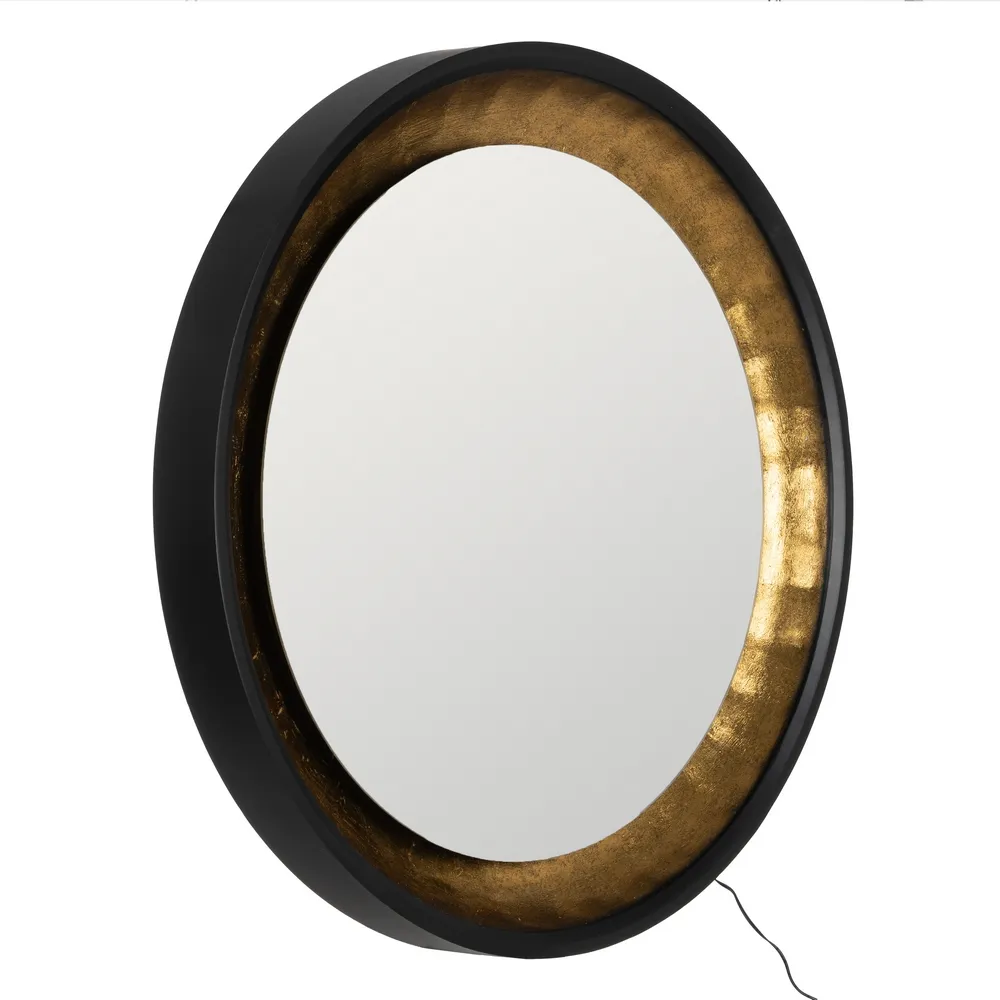 Oglinda Rotunda cu Lumina Bella, MDF Negru Auriu - CreativDeco.ro [3]