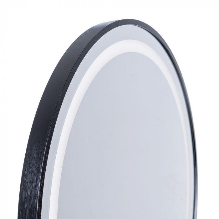 Oglindă rotundă cu lumină LED și ramă neagră din aluminiu [5]