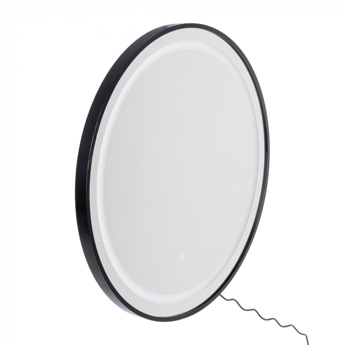 Oglindă rotundă cu lumină LED și ramă neagră din aluminiu [3]
