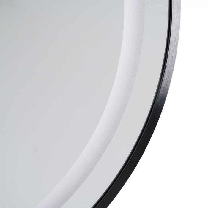 Oglindă rotundă cu lumină LED și ramă neagră din aluminiu [9]