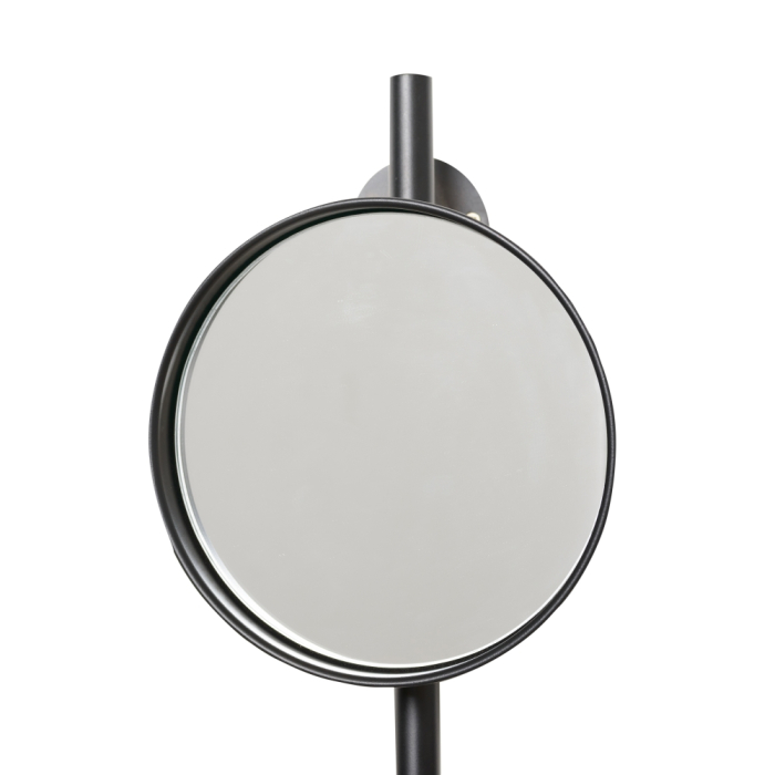 Oglindă rotundă cu raft din metal negru [3]