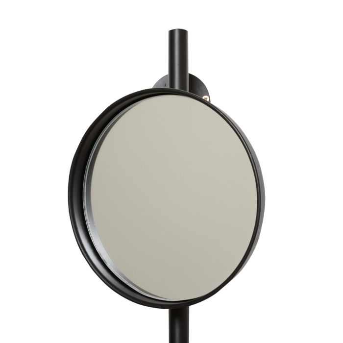 Oglindă rotundă cu rafturi multiple din metal negru [3]