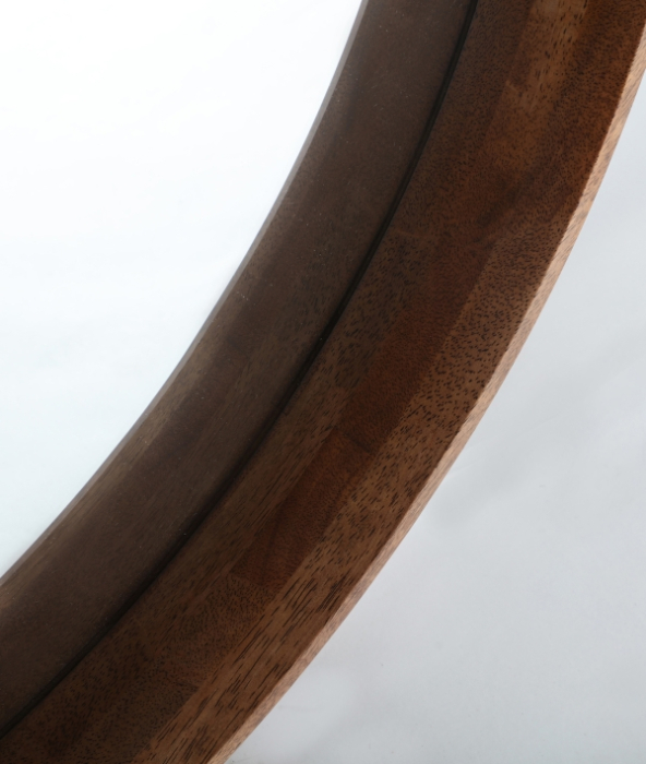 Oglinda rotunda cu rama din lemn maro Lubeca 80 cm [3]