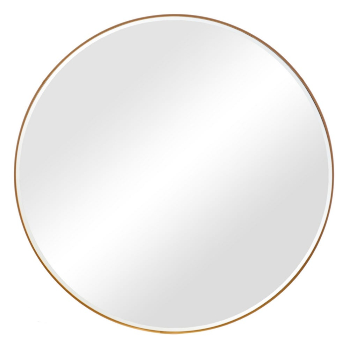 Oglindă rotundă cu ramă subțire din aluminiu auriu de 120 cm pe fundal alb [2]