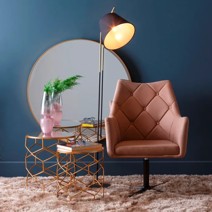 oglinda rotunda din aluminiu aurit interioare elegante | CreativDeco [2]