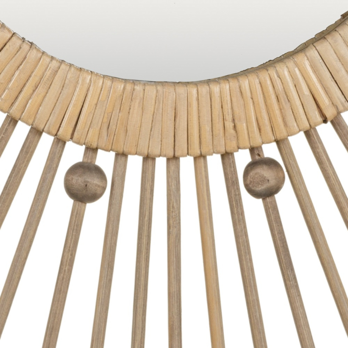 Oglindă rotundă din bambus natural cu raze tip soare 70x70 cm [4]